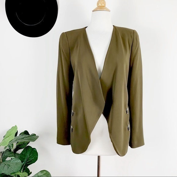 Zara zipper olive green jacket